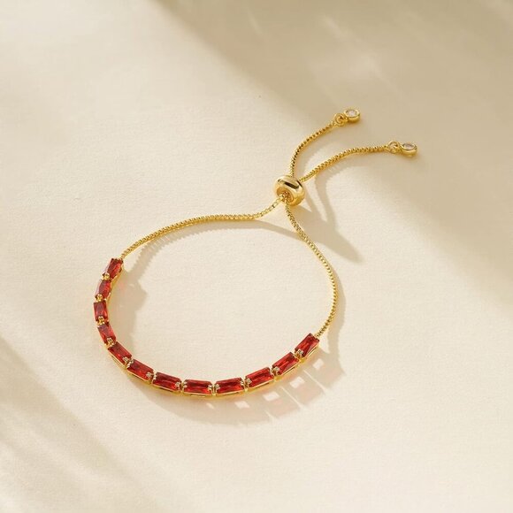 Tennis Bracelet for Women, 14K Gold Plated Cubic Zirconia Adjustable Slider Brac - Picture 5 of 9